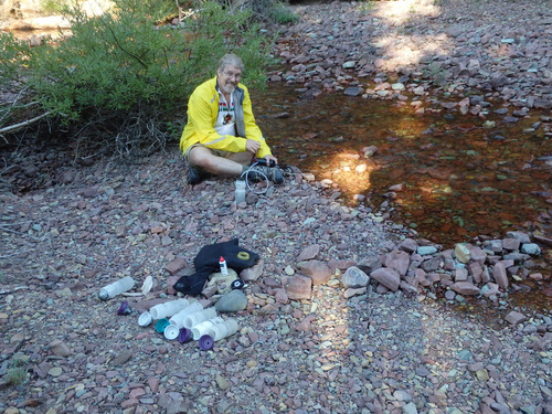 GDMBR: Pumping creek water through the ol' MSR Sweetwater Filter.